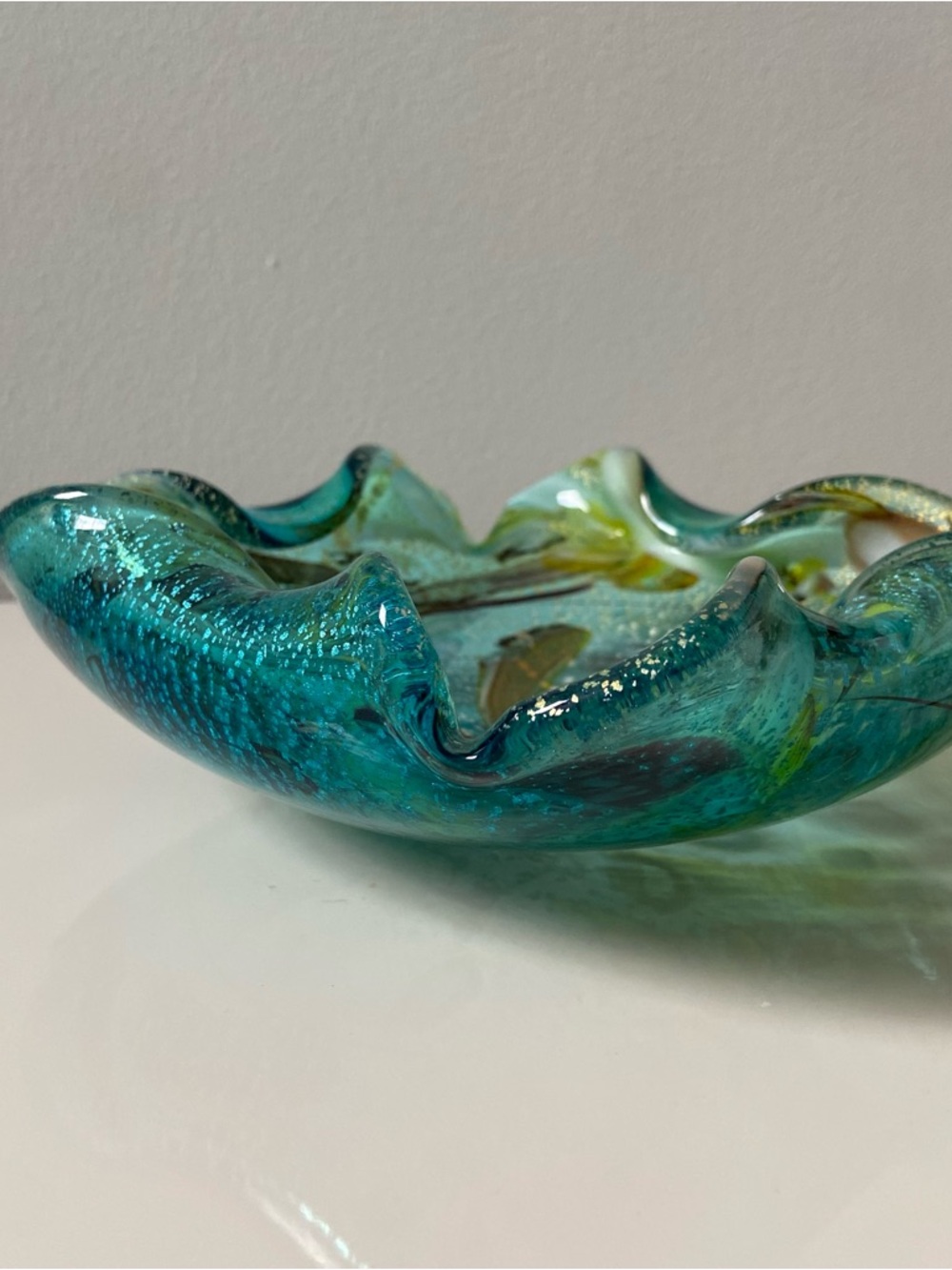 Murano Tutti Frutti Bowl - Avem Dino Martens Style - Green - Teal - Aventurine - Picture 8 of 11